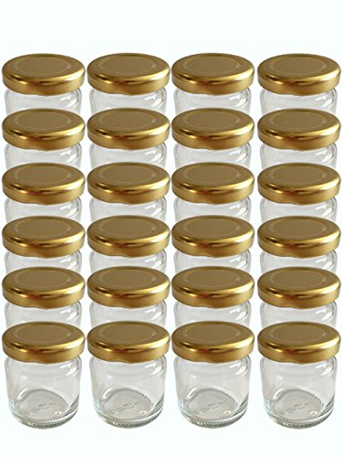 hocz 50er Set leere Rundgläser Mini Gläser 53 ml Deckelfarbe Gold To 43 Sturzgläser Kaviar Marmeladengläser Obstgläser Einweckgläser Senf Honig Gläser, Einmachgläser, Portionsgläser Probiergläser