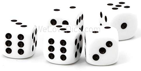 16mm W6 Würfel weiß/schwarz - Made in Germany! - 5Stk