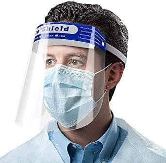 Pack of 12 Full Face Shield Visor, Adjustable All-Round Protection Cap with Comfort Sponge, Anti-Fog & Anti-Splash with clear film, Safety Visor Face Shield, Clear Face Visors for Men and Women