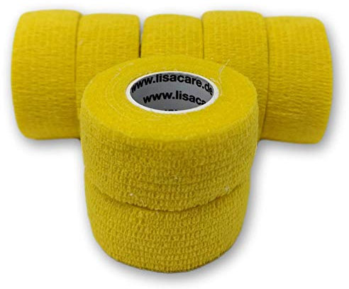 Mezcla de color de 7 piezas Apósito de escayola LisaCare, escayola para dedos, escayola para rodillos, escayola elástica Escayola infantil sin adhesivo y sin látex (amarilla)