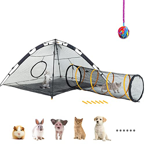 ITENT Katzenzelt für drinnen und draußen (Outdoor, Tunnel und Spielhaus), Katzenlaufstall, XL, tragbar, Katzentunnel, Spielzelte für Katzen, Kaninchen und Kleintiere