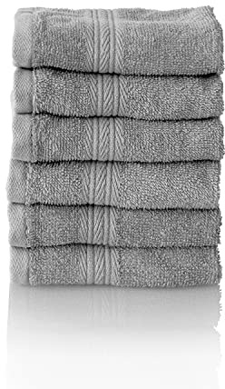 Glart Premium frottéhandduk set, frottéserie i 6 färger och 5 storlekar, färg: PLATINGRÅ, 6 x ansiktsdukar 30 x 30 cm