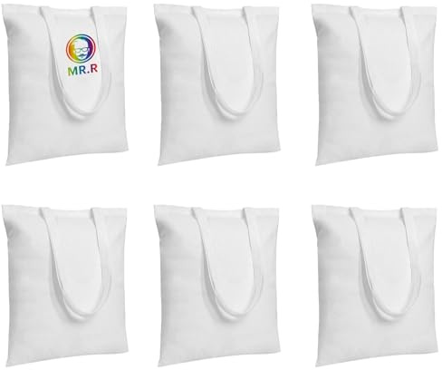 MR.R Sublimazione Tote Canvas Borsa in tessuto colore bianco 14''X16'' 35x40cm (6 PCS)