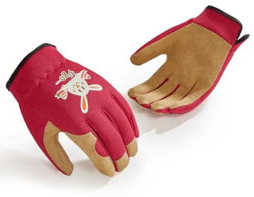 Vgo... 1 par de guantes de jardinería para niños de 3 a 9 años, guantes de trabajo para niños, guantes de seguridad suaves para jugar al aire libre(KID-SL7362)