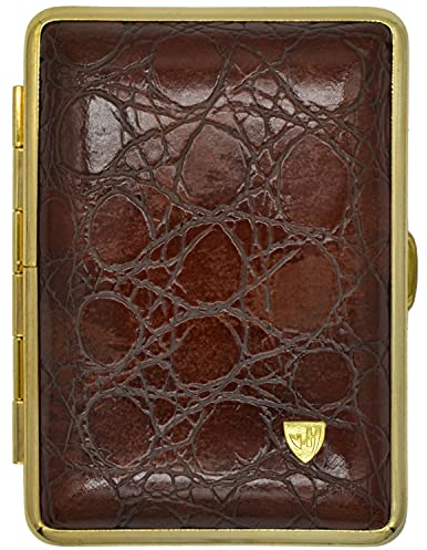 v.H 1912 VOM HOFE MANUFAKTUR Visitenkartenetui 444GKK09, Kunstleder Kroko, Rahmen Gold, mit innenliegenden Gummibändern