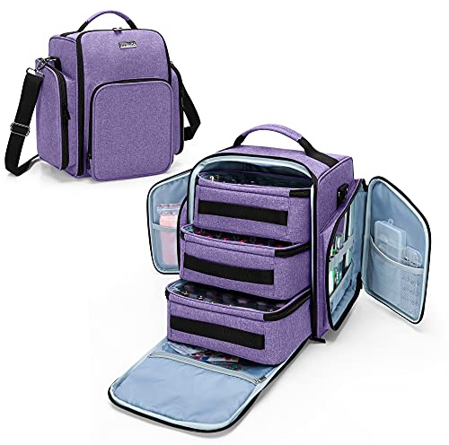 BAFASO Sac de Rangement pour 72 Vernis à Ongles (15 ML - 0,5 FL.oz), Grand Étui Avec 3 Pochettes Amovibles (Sac Seulement), Violet