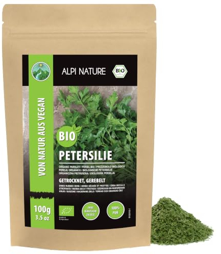 Alpi Nature Torkad Persilja BIO 100g, Torkade och Smulade Persiljeblad, Ekologisk Persiljekrydda