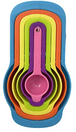 Measuring Spoons Set Plastic Colourful Kitchen Measurement Tools Gadgets for Liquids and Solids Baking Cooking 6Pcs HTUK®