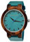 Holzwerk Germany Handgefertigte Designer Damen-Uhr Herren-Uhr Öko Natur Holz-Uhr Leder Armband-Uhr Analog Blau Türkis (...Türkis...)