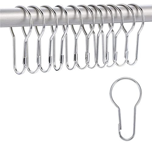 DAQIEPIN 12 Stück Duschvorhang Haken und Ringe, Metall, Reibungslos Gleiten, Universalgröße, Rostbeständig, Duschvorhangzubehör