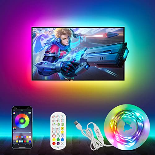 Auplf TV Led Lights 4m RGBIC Strip for 45-75 Inch TV/PC,USB Light,Sync to Music,Remote and Bluetooth APP Control,Led Backlights Ambient Lighting Gaming Room Accessories,Led Bedroom,Party