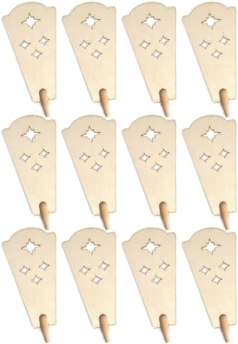 Brubaker Ali di Ricambio - 12 Ali per Piramidi di Natale da 45 cm e 60 cm - Ali di Piramide con Stelle - Ali di Ricambio per Piramidi di Legno - Legno Colore Naturale - 11,7 x 5,7 cm