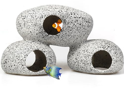 DXQCHDUO Cueva de roca escondida para acuario, decoración de acuario, cuevas de roca, casa de peces de lucha, accesorios de decoración de peceras para camarones para criar/esconder/jugar (tres capas)