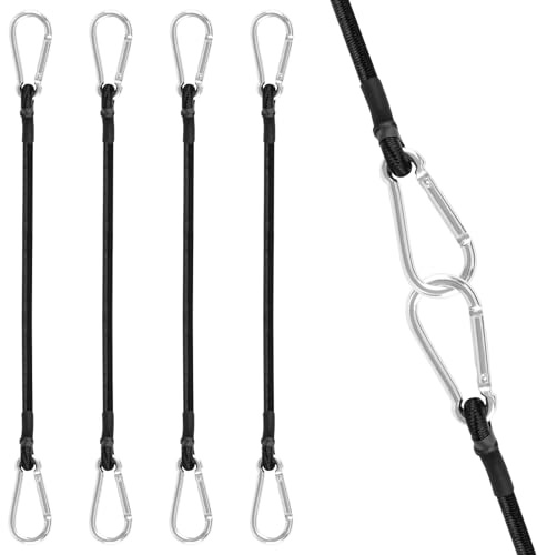 JiangLin Set di 4 cinghie di tensionamento con gancio, 80 cm, cinghie di tensionamento per bagagli, in gomma resistente con moschettone per bicicletta, carico e campeggio