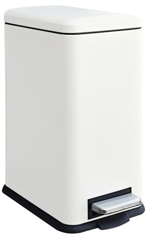 JM.YIPENG - Pattumiera a pedale da 17 l, con coperchio e contenitore interno, rettangolare, per soggiorno, ufficio, colore: bianco