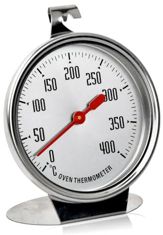 Dewocke Oven Thermometer, Termometro per Forno con Gancio Puntatore Rosso, 0°C a 400°C Termometro da Forno quadrante in Acciaio Inossidabile, Termometri da Forno Elettrico, Termometro Forno Interno