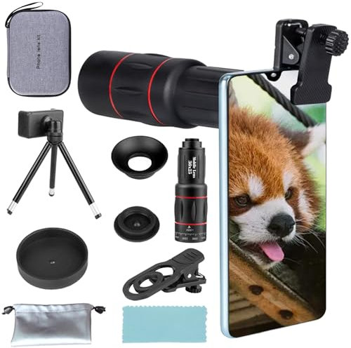 Objetivo largo de enfoque 36X para smartphones, teleobjetivo de teléfono móvil, zoom HD con trípode clip de objetivo, enfoque largo, juego de objetivos telefónicos compatible con iPhone y Android