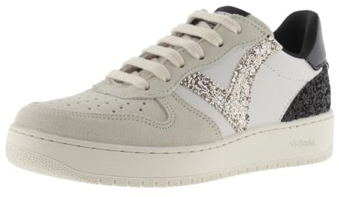 Victoria Basket Basse Madrid Effet Cuir & Pièces en Croûte De Cuir & Pailletées 1258271 pour Femme Hielo 41