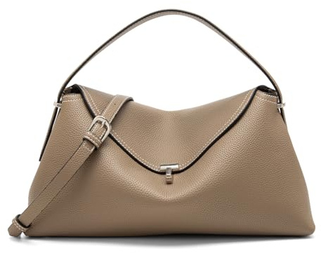 NGGU Leather Crossbody Bag for Women, Multiple Compartments for Everyday & Travel, Grey, 14 x 7.9 x 5 inches, Crossbody Bag