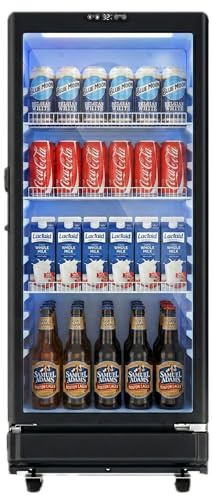 Vivacool 6 Cu.Ft Commercial Refrigerator, Beverage Refrigerator Cooler with Glass Door, Lock & Adjustable Shelves, Quiet Frost Free for Bar Office Home, ETL Listed