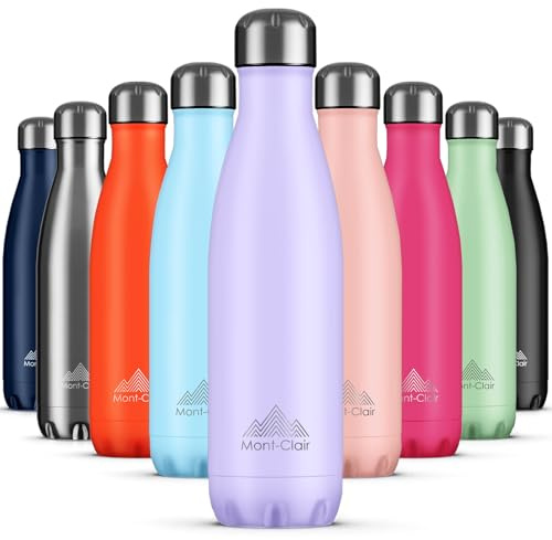 Mont-Clair Borraccia Termica 500ml in Acciaio Inox, Borracce Termiche - 12h di Bevanda Calda e 24h di Bevanda Fredda - Senza BPA, Bottiglia Acqua, Borraccia 500ml Lilla