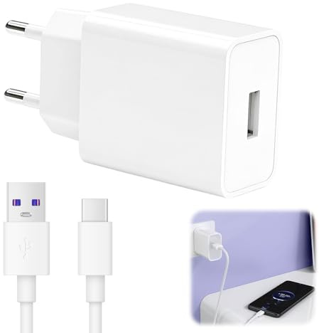 Universale Alimentatore di Rete 5V 2A con Puerto USB C Cable de Carga Rápida Tipo C de 1.5M y 2 A Compatible con Smartphone/Auriculares/Android/iPhone//Honor/Samsung Galaxy/xiao/Hua/Tabletas