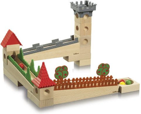 Eichhorn 100004990 - Holz-Murmel-Kugelbahn klein inklusiv Zubehör und Murmeln, 39-teilig