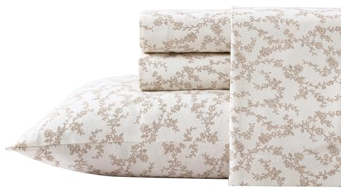 Laura Ashley Home - Queen Sheets, Cotton Flannel Bedding Set, Brushed for Extra Softness & Comfort (Victoria, Queen)