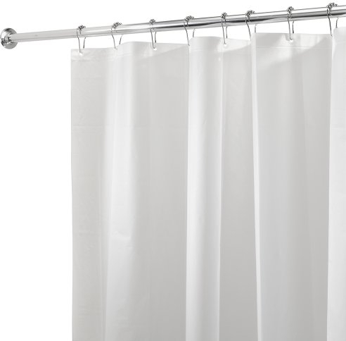 iDesign 3.0 Liner Futter für Duschvorhang, 180,0 cm x 200,0 cm großer Vorhang aus schimmelresistentem PEVA mit zwölf Ösen, weiß