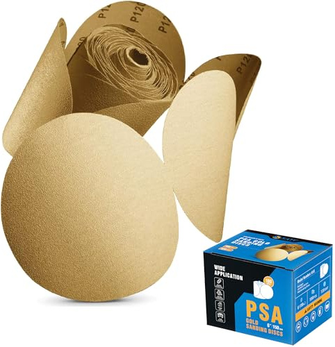 S SATC 100 PCS PSA Sanding Discs 6 Inch Adhesive Backed Sandpaper 120 Grit Sander Attachment for Drill Self Stick Aluminum Oxide Round Automotive Sandpaper with Sticky Back