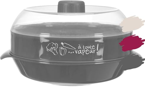 Vaporiera Microonde Veloce per Cucina Sana - Coperchio Ermetico Antifuoriuscita - Per Verdure, Pesce, Carne - Materiale Durevole, Colore Grigio.