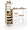 COSTWAY Bartisch mit Barhocker Set, 2 Personen Bartisch Set mit Halterungen für Weingläser und Flaschen, Küchentheke für Wohnzimmer, Esszimmer und Küche (Natur)