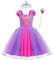 Clundoo Costume Enfant Fille, Costume Princesse Raiponce avec Baguette et Couronne, Tulle Maxi Noël Carnaval Cosplay Robe de Soirée 110cm