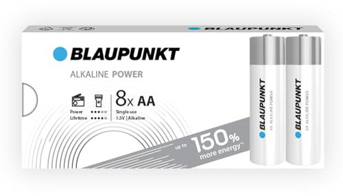 BLAUPUNKT AA batterie alcaline, confezione da 8, per gli orologi a parete e telecomandi TV, LR6BPO/8CB