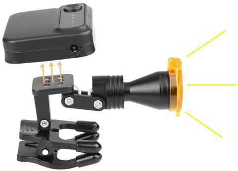 Global-Dental DY-014 - Lampada da testa da 5 W con filtro ottico + 2 batterie magnetiche per binocolo, luminosità regolabile