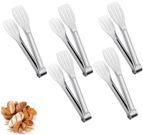 5 pinze da cucina, 22,9 cm, in acciaio inox, per servire cibo, buffet, pinze da cucina