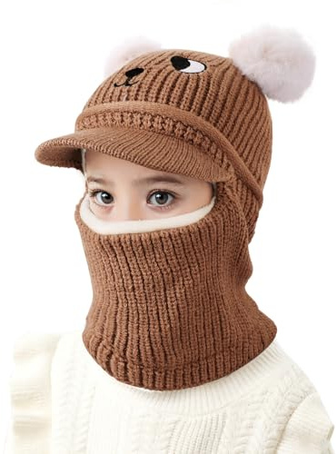 TAGVO Passamontagna Bambini Invernale, Multifunzionale Balaclava Antivento Caldo Cappello da Lavorato a Maglia in Pile Termico Cappuccio Scaldacollo Sciarpa per Ragazzi Ragazze 1-6 Anni