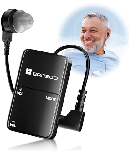Britzgo Amplificateur de son portable pour les personnes âgées, réduction du bruit et port réglable - Parfait pour une utilisation quotidienne