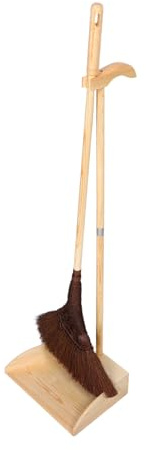 Alipis Broom and Dustpan Set Handmade Vietnamese Straw Soft Broom Wooden Long Handle Household Cleaning Tools for Kitchen Floor and Garden Use