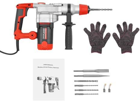 Martello perforatore elettrico 2200 W 5J con cofanetto, 220 V Max Breaker, 930 rpm Strumento di demolizione Breaker, martello perforatore 6 funzioni - Trapano, per calcestruzzo e muratura