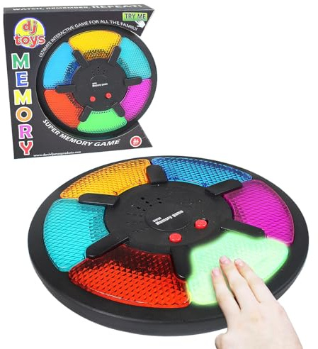 Daniel James Toys Electronic Memory Game – Handheld Light Up Colour and Sound Toy for Kids & Adults - Classic Brain Training Puzzle & Memory Challenge for Boys & Girls – Multicoloured (1)