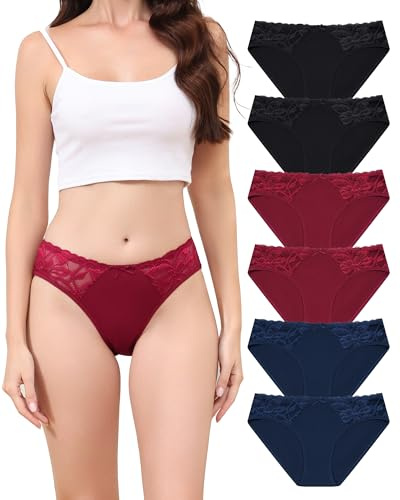 Aijolen Culotte Femme Coton Slip Femmes Dim Culottes Dentelle sous-Vêtements Féminins Respirant Hipster Elasticité Bikini Panties Underwear Women Multipacks S-XL