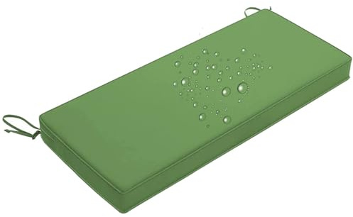 Cojín impermeable para banco de exterior, almohadilla antideslizante de alta densidad para muebles de patio, 80/120/100/150/180 x 40 cm, cojín de repuesto verde hierba con lazos (170 x 35 x 5 cm)