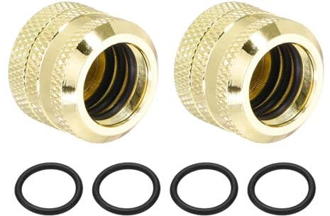 QUARKZMAN 2Pcs Raccordi A Compressione Per Tubi Rigidi (G1/4 A 10 ID 14mm OD, Oro) - Raccordi A Compressione Per Serraggio Rapido Per Tubi Flessibili/Sistemi Di Raffreddamento Ad Acqua