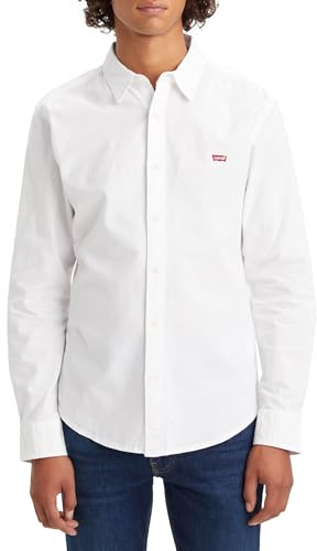 Levi's Men's Long-Sleeve Battery Housemark Slim Shirt, White, L
