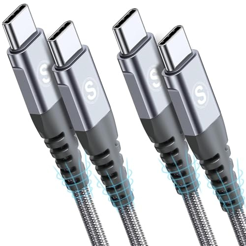 2-Pack 2m 60W USB C to USB C Charger Cable, PD Type C Super Fast Charging for iPhone 17 air 16 15 MacBook iPad Pro, Samsung Flip Fold 7 6 5 S26 S25 S24 S23 Ultra, Steam Deck, Nintendo Switch etc