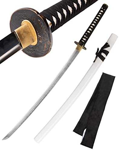 Katana EIN echter Hamon Schwert scharf echt zum Training Metall Stahl 1045 Samurai 100% handgefertigt Nur für Erwachsene - 18 Jahre erforderlich SW-9254