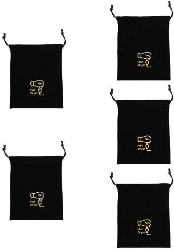 Healvian 5pièces Rangement pour Sèche-Cheveux avec Cordon De Serrage Pochette De Voyage Multifonctionnelle Matériau Résistant Poussière Usure pour Gymnase Hôtel Déplacements