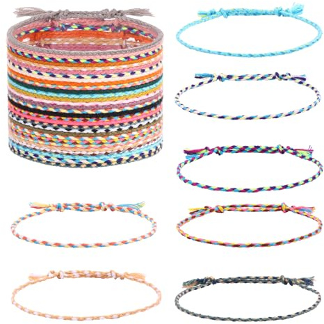 JEWPARK 30-36Pcs Woven Wrap Friendship Bracelets Handmade Braided Friendship Bracelet Colorful Adjustable Wrist Cord Perfect for Matching Accessory