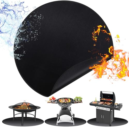 ROCKY&CHAO Base ignífuga de 48 pulgadas, redonda, 3 capas, resistente al fuego, lámina de aluminio de fibra de vidrio, alfombrilla para barbacoa, para suelo, césped, camping, protección de cubierta